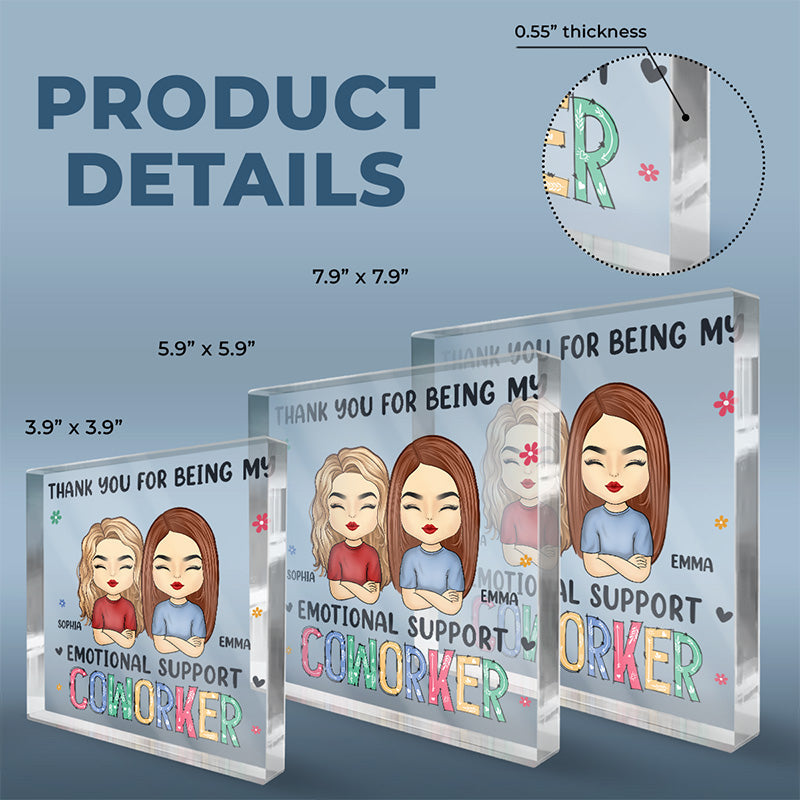 Custom Name Emotional Support Coworker Gifts - Personalized Shaped Acrylic Plaque