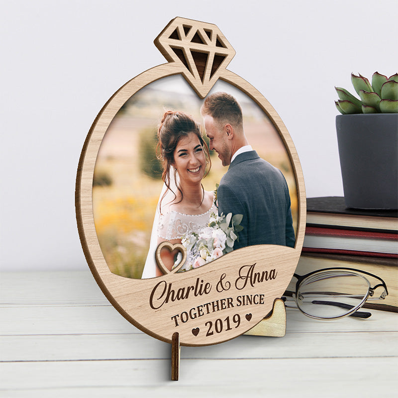Custom Photo To The Love Of My Life - Couple Personalized Custom 2-Layered Wooden Plaque With Stand - House Warming Gift For Husband Wife, Anniversary