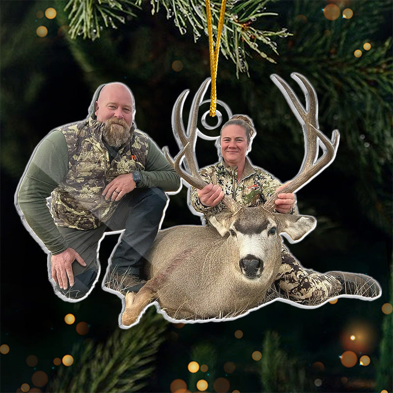 Custom Photo Deer Hunting Christmas Gifts for Men - Personalized Ornament