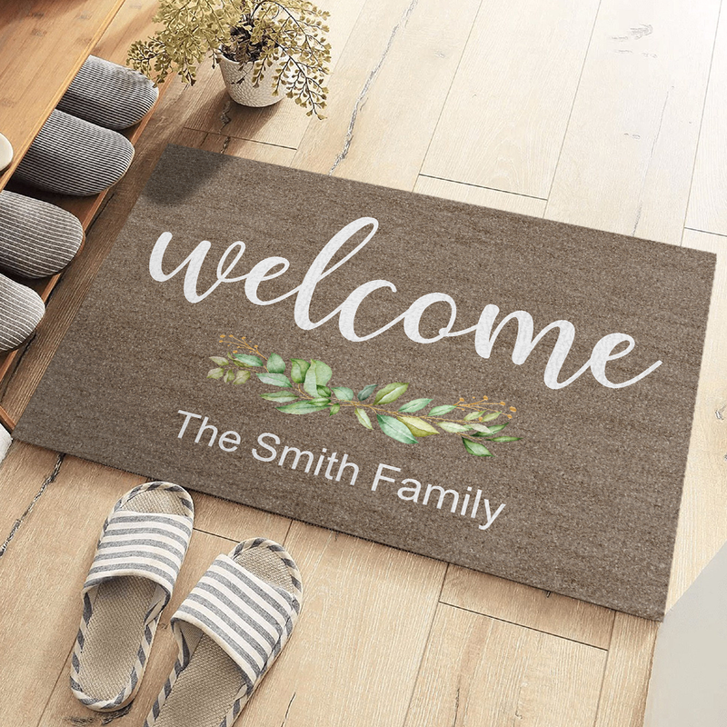 Custom Botanical Family Housewarming Decor - Personalized Doormat