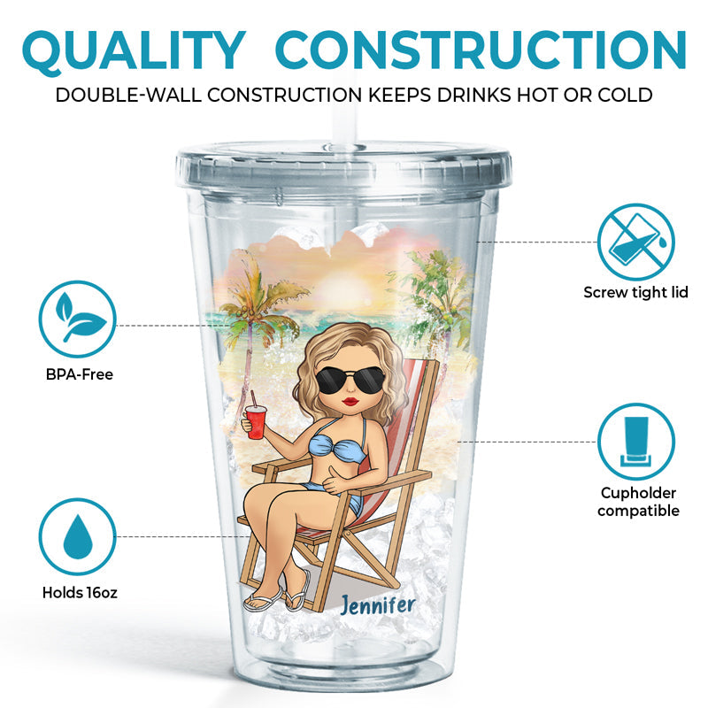 Life Is Much Better At The Beach - Travel Personalized Custom Clear Acrylic Tumbler - Gift For Travel Lovers