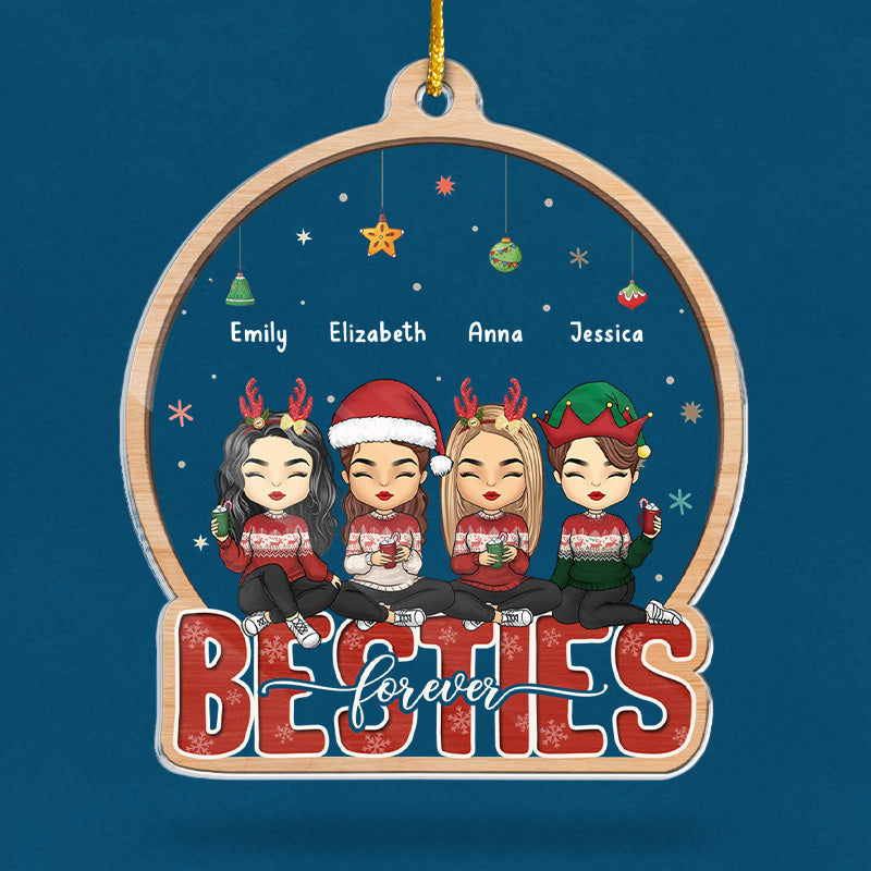 Custom Name Christmas Besties Gifts for Friends - Personalized Ornament