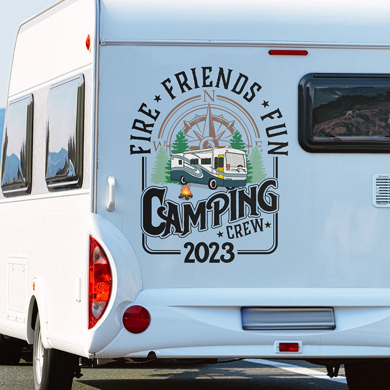 Custom Fire Friends Fun Camping Crew Decor - Personalized Decal