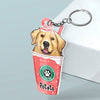 Puppuccino Catpuccino Coffee - Dog & Cat Personalized Custom Flower Shaped Acrylic Keychain - Gift For Pet Owners, Pet Lovers