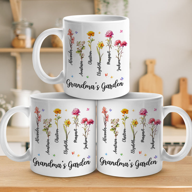 Grandma's Garden - Family Personalized Custom Mug - Gift For Grandma