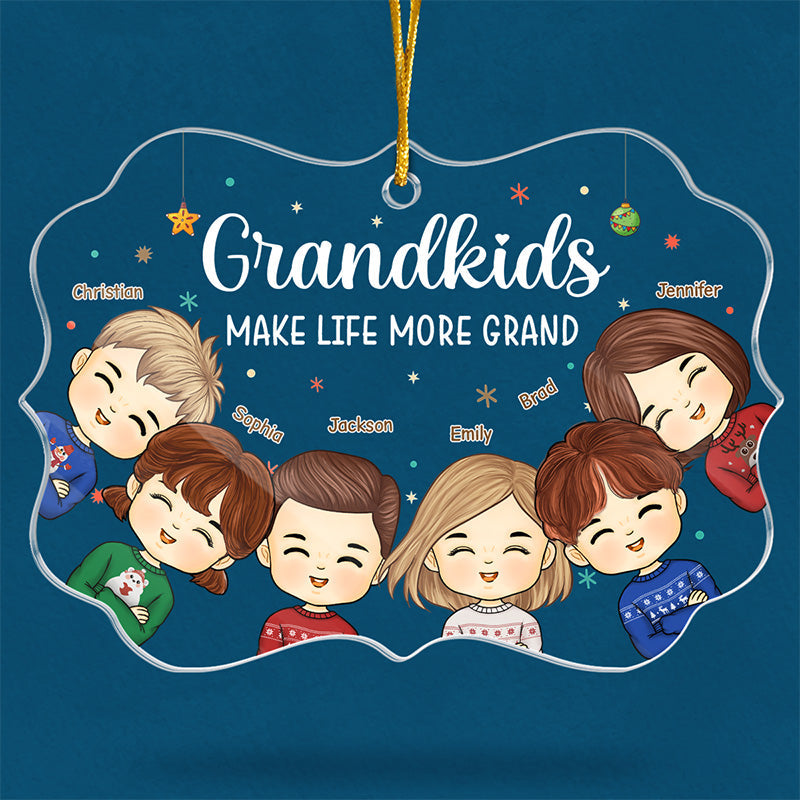 Life Is Better With Grandkids - Family Personalized Custom Ornament - Acrylic Benelux Shaped - Christmas Gift For Grandma