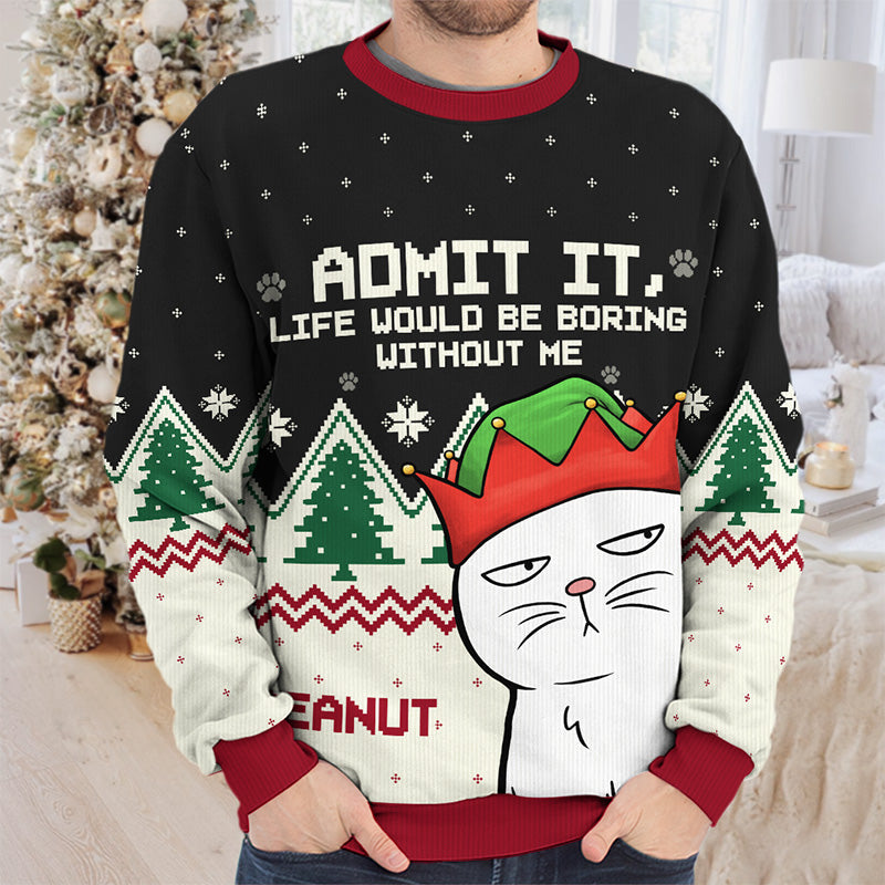 Custom Name Funny Christmas Cat Gifts - Personalized Sweatshirt