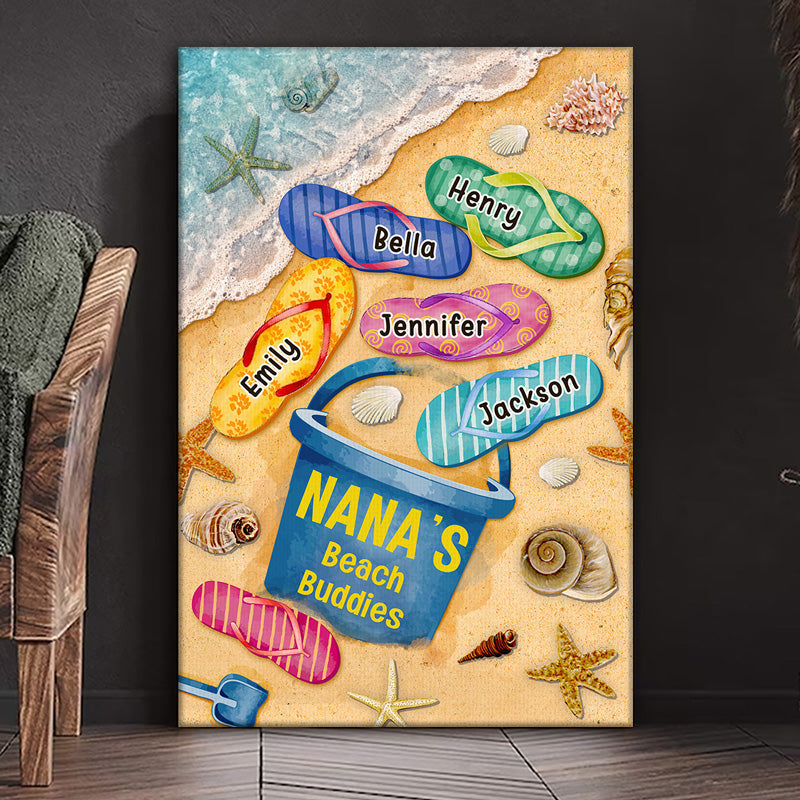 Beach Buddy - Family Personalized Custom Vertical Canvas - Birthday Gift For Grandma