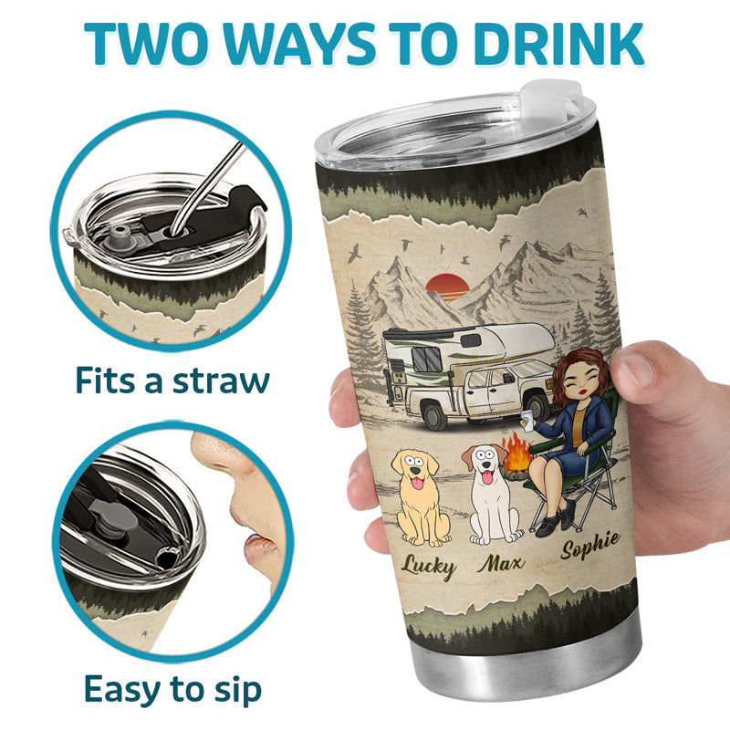 Tough Enough To Be A Dog Mom And Camping Queen - Camping Personalized Custom Tumbler - Gift For Camping Lovers, Pet Owners, Pet Lovers