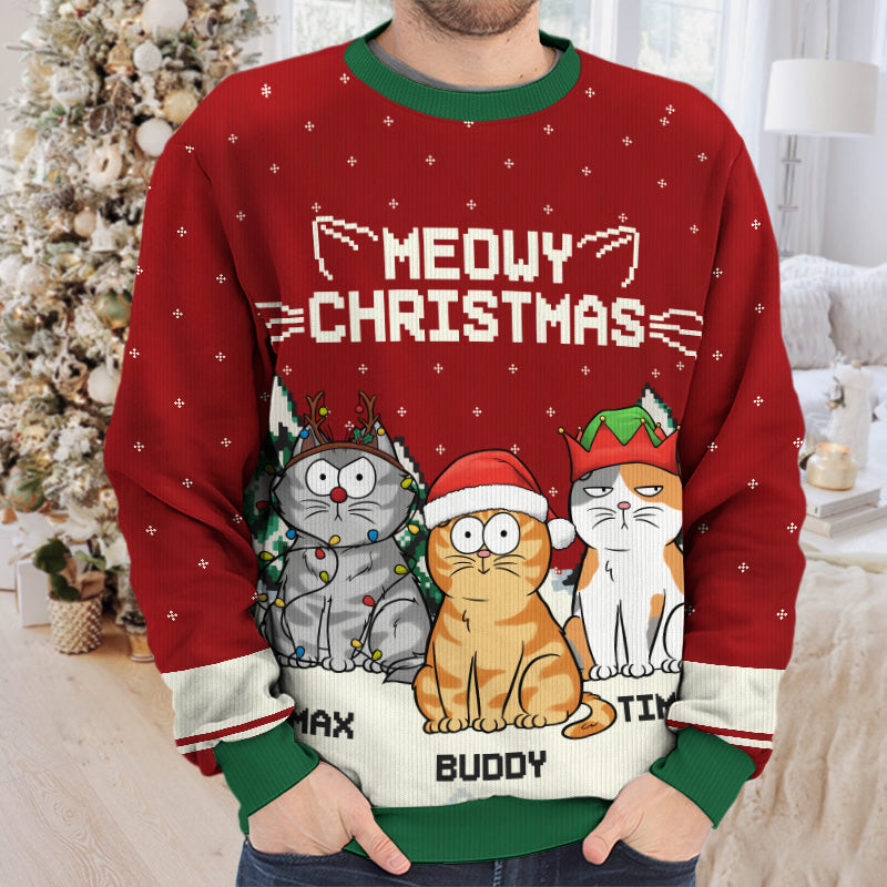 Custom Name Christmas Cat Gifts for Cat Lovers - Personalized Sweatshirt