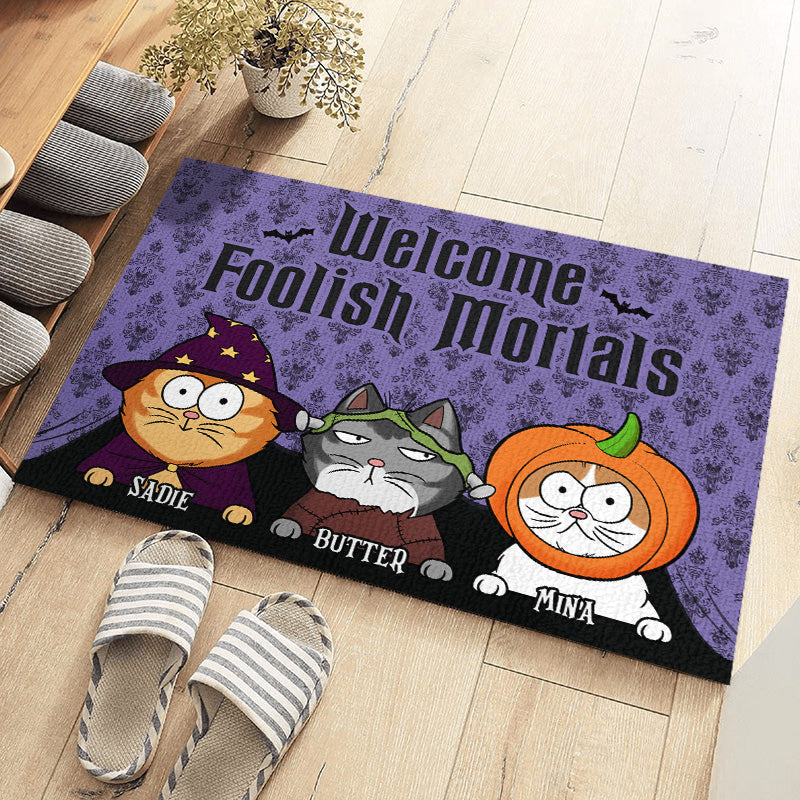 Custom Name Halloween Cat Decor - Personalized Doormat