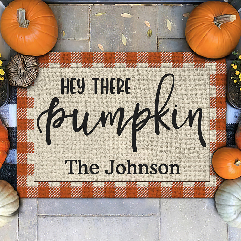Custom Name Pumpkin Fall Decor - Personalized Doormat
