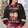 I'm Yours, No Refund Navy Style - Couple Personalized Custom Ugly Sweatshirt - Unisex Wool Jumper - New Arrival Christmas Gift For Husband Wife, Anniversary