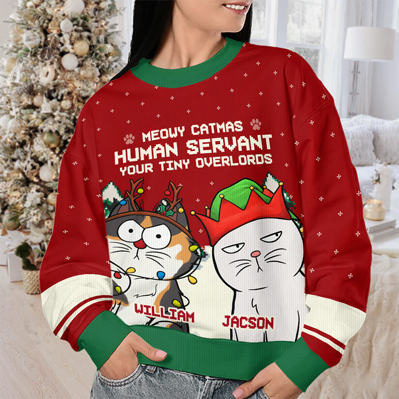 Custom Name Funny Christmas Cat Lover Gifts - Personalized Sweatshirt