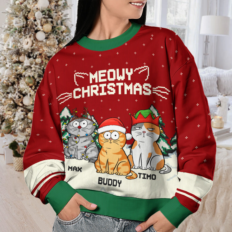 Custom Name Christmas Cat Gifts for Cat Lovers - Personalized Sweatshirt