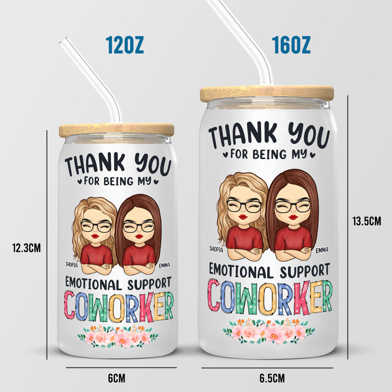 Custom Name Emotional Support Coworker Gifts - Personalized Glass Cup