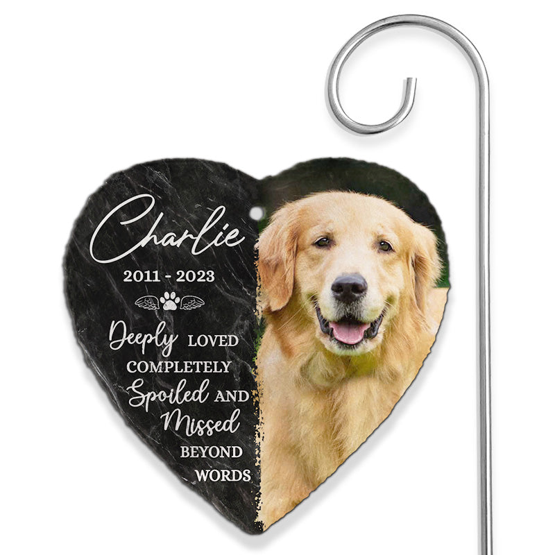 Custom Photo Deeply Loved and Missed Pet Memorial Decor - Personalized Garden Slate