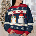 Custom Name Cat Dad Christmas Gifts for Cat Lovers - Personalized Sweatshirt