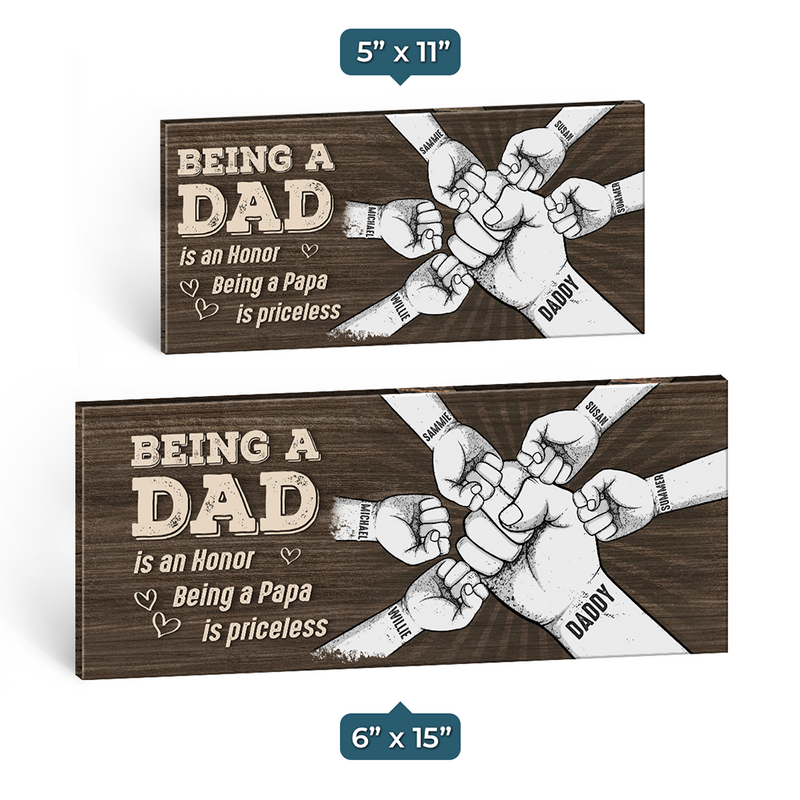Custom Name Dad Fist Bump Gifts for Dads - Personalized Wood Sign