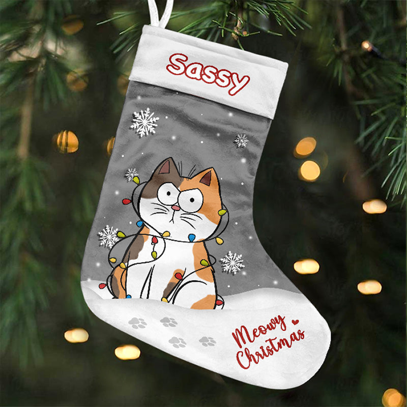 Custom Name Funny Christmas Cat Gifts for Cat Lovers - Personalized Christmas Stocking