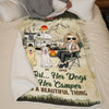 Campfire & Coffee Blanket - Camping Personalized Custom Blanket - Gift For Camping Lovers, Pet Owners, Pet Lovers