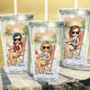 Life Is Much Better At The Beach - Travel Personalized Custom Clear Acrylic Tumbler - Gift For Travel Lovers