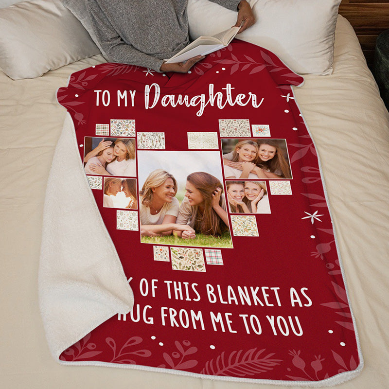 Custom Photo A Hug From Me To You - Family Personalized Custom Blanket - Gift For Family Members