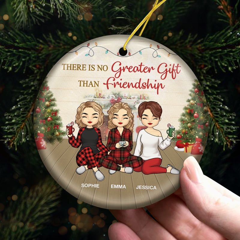 Best Friends Here's To Another Year - Bestie Personalized Custom Ornament - Ceramic Round Shaped - Christmas Gift For Best Friends, BFF, Sisters