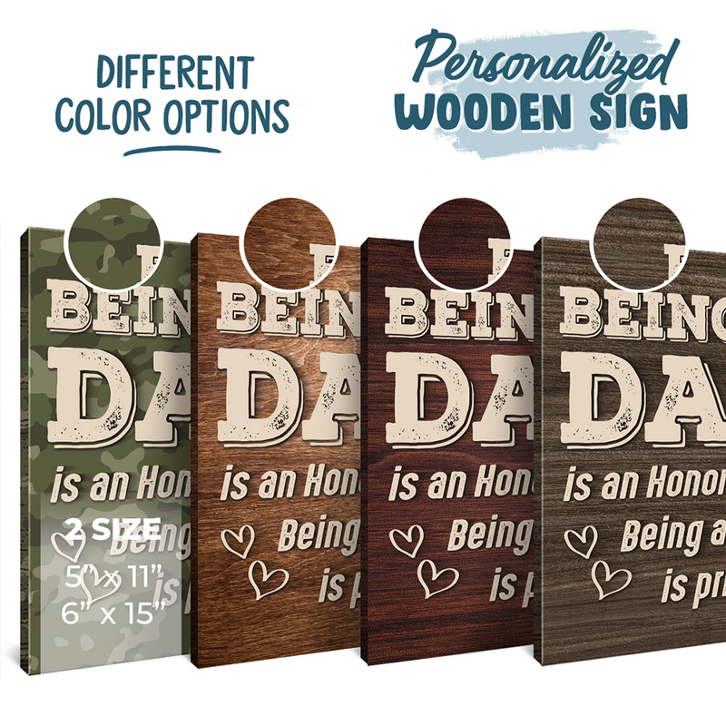 Custom Name Dad Fist Bump Gifts for Dads - Personalized Wood Sign