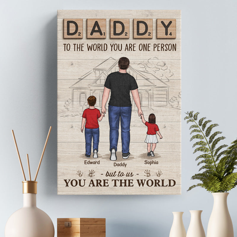 Dad We Love You - Family Personalized Custom Vertical Canvas - Birthday Gift For Dad