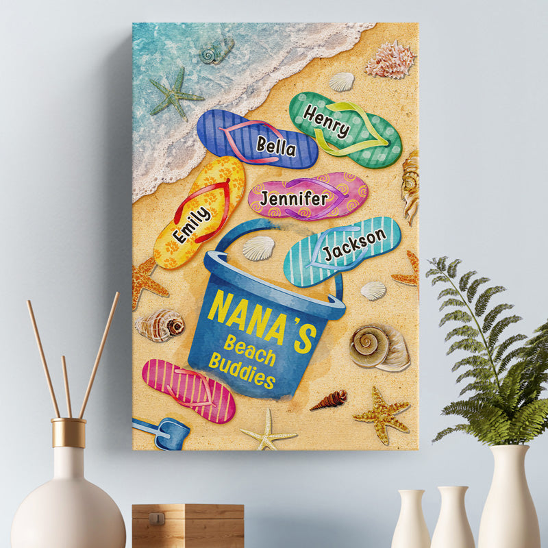 Custom Name Beach Buddies Gifts for Grandma - Personalized Canvas