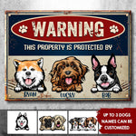 Custom Name Dog Warning Gifts for Pet Lovers - Personalized Metal Sign
