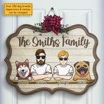 Custom Family Portrait Christmas Decor - Personalized Wood Sign