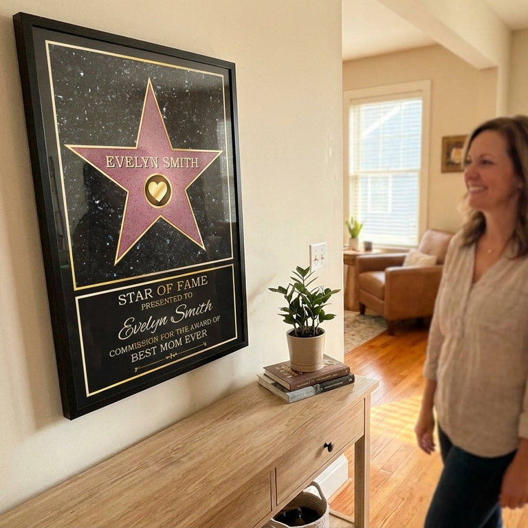 Star Of Fame, Best Mom, Best Dad Of The Year - Family Personalized Custom Vertical Poster - Mother's Day, Father's Day, Birthday Gift For Mom And Dad
