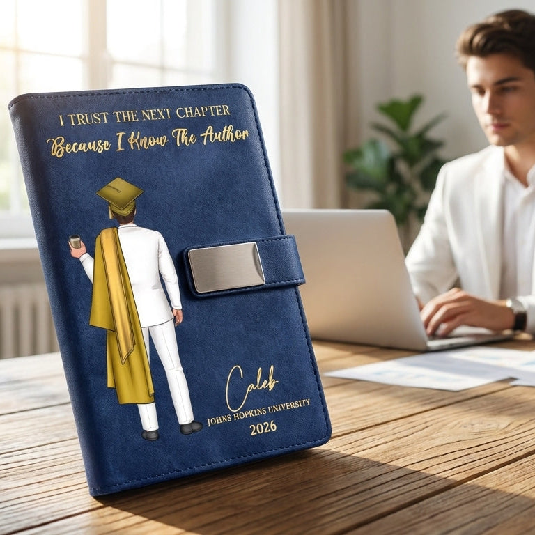 Custom PU Leather Notebook -  Personalized Graduation Gifts For Him, Her - Write Your Own Story
