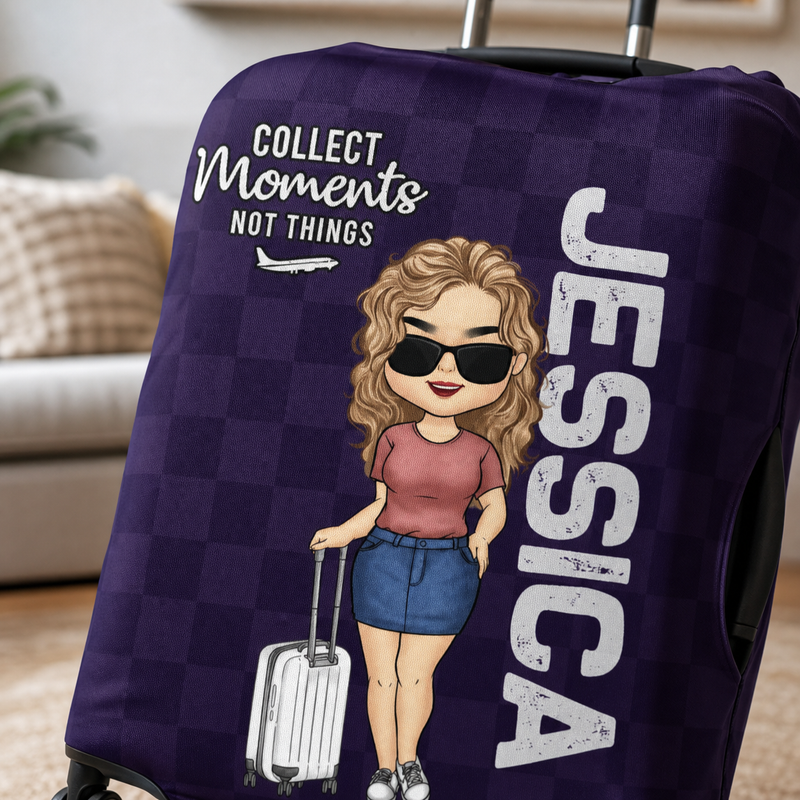 Personalized Custom Luggage Cover - Gift For Traveling Lovers, Travel Essentials For Women, Luggage Covers For Suitcase, Vacation Must Haves, Travel Gifts For Women, Honeymoon Essentials