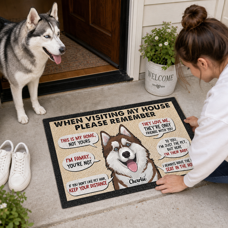 Remember When Visiting Our House - Personalized Decorative Mat, Doormat
