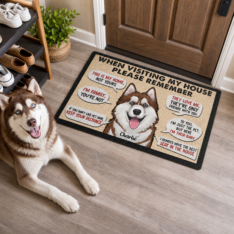 Remember When Visiting Our House - Personalized Decorative Mat, Doormat