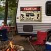 Caution For Campers - Personalized Camping Metal Sign