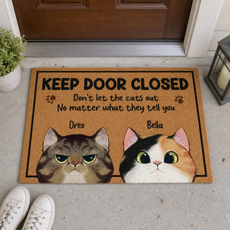 Keep The Door Closed - Cat Personalized Custom Decorative Mat - Gift For Pet Owners, Pet Lovers