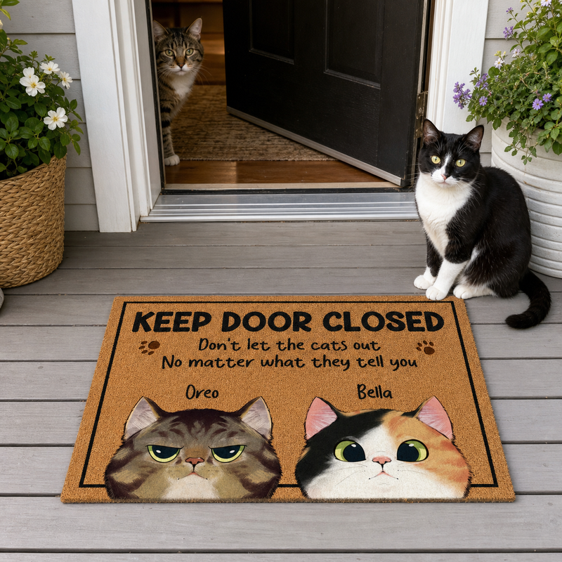 Keep The Door Closed - Cat Personalized Custom Decorative Mat - Gift For Pet Owners, Pet Lovers