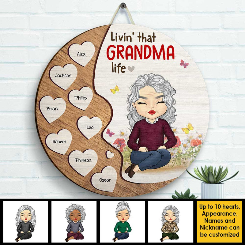 Livin' That Grandma Life - Gift For Mom, Grandma - Personalized Shaped Wood Sign