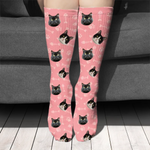 Black Cat and Tuxedo Cat Paw Print Socks for Cat Lovers