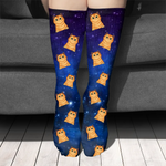 Orange Cat Galaxy Gifts for Cat Lovers - Printed Socks