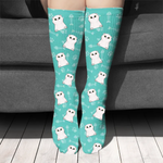 Cute White Cat Socks for Cat Lovers - Printed Socks