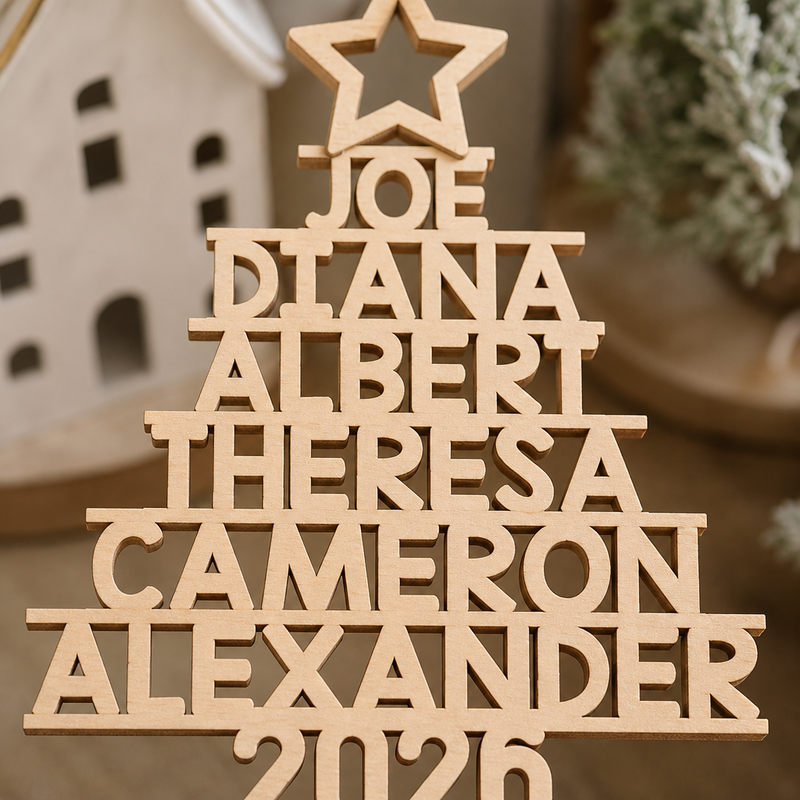 Family Christmas Tree - Family Personalized Custom Ornament - Wood Custom Shaped - Christmas Gift For Family Members