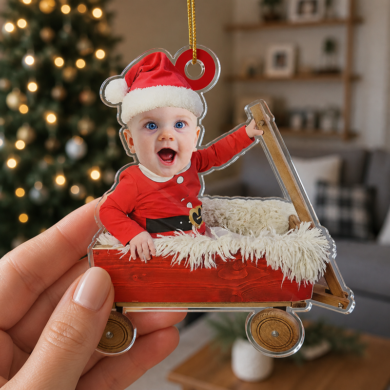 Custom Photo Baby Santa Christmas Keepsake - Personalized Ornament