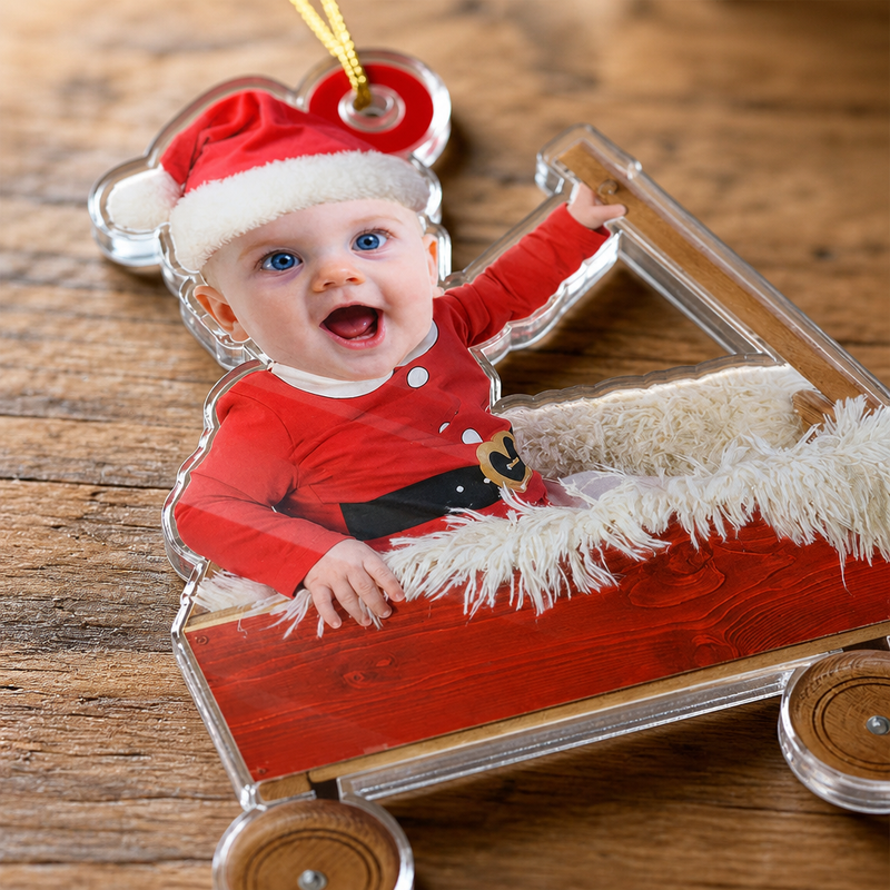 Custom Photo Baby Santa Christmas Keepsake - Personalized Ornament