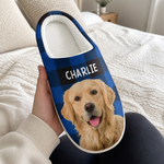 Custom Photo Dog Plaid Gifts for Pet Lovers - Personalized Fluffy Slippers