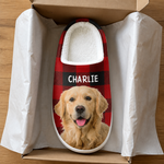 Custom Photo Dog Plaid Gifts for Pet Lovers - Personalized Fluffy Slippers